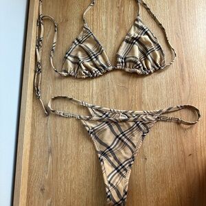 I.AM.GIA. Plaid beige/black bikini. Size medium.
